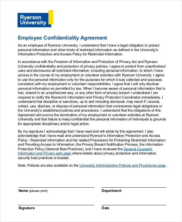 basic employee confidentiality agreement 