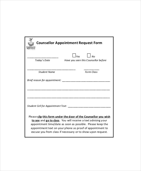 FREE 12 Sample Appointment Request Forms In MS Word PDF