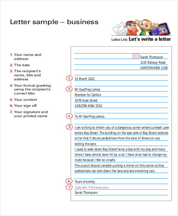 business letter layout example