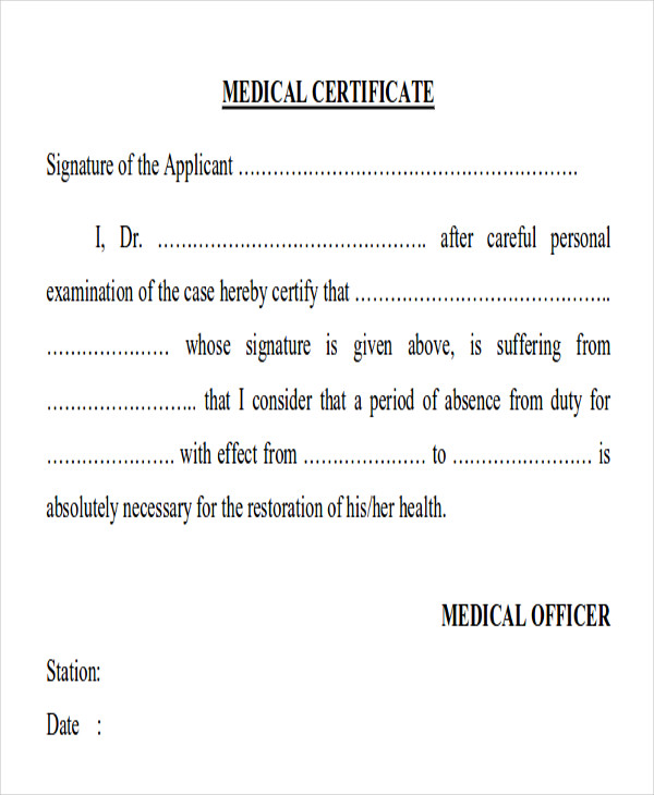 doctor medical certificate format