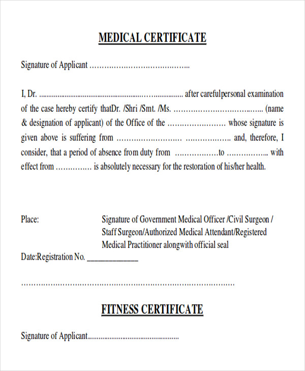 Med Cert Fit To Work Sample