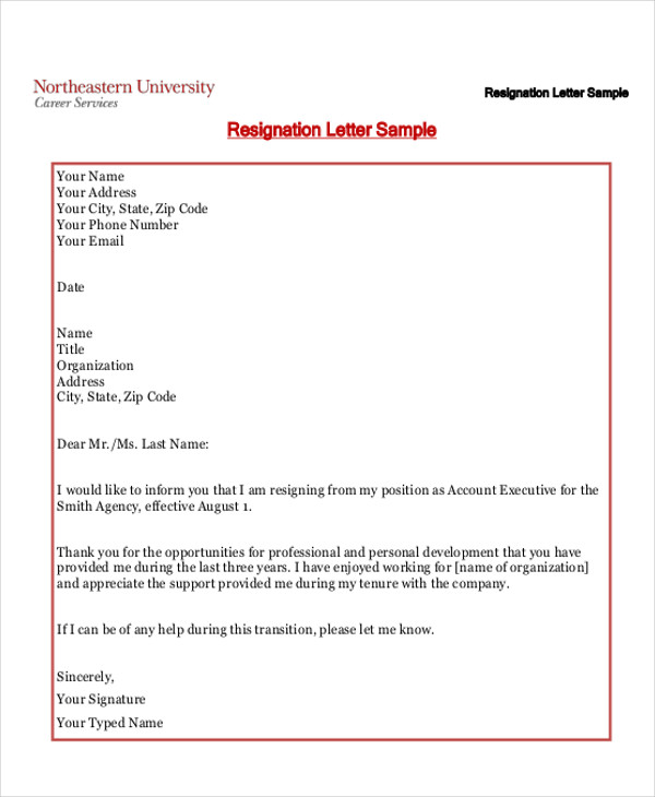 informal resignation letter sample