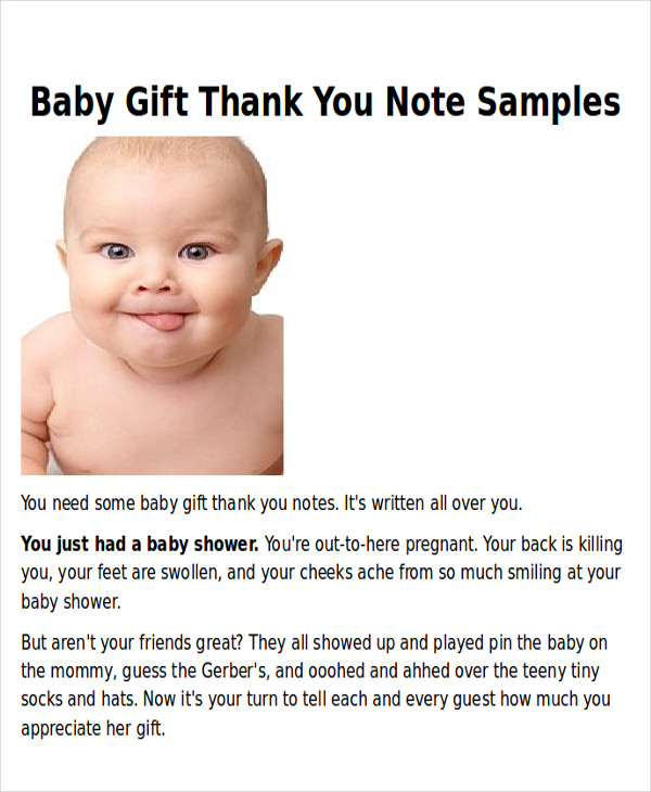 baby gift thank you note for money
