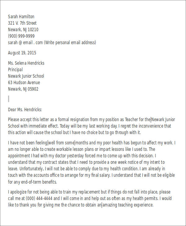 FREE 6 Sample Childcare Resignation Letter Templates In PDF MS Word 