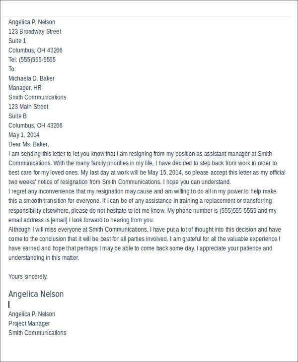 Formal Resignation Letter Sample Doc from images.sampletemplates.com