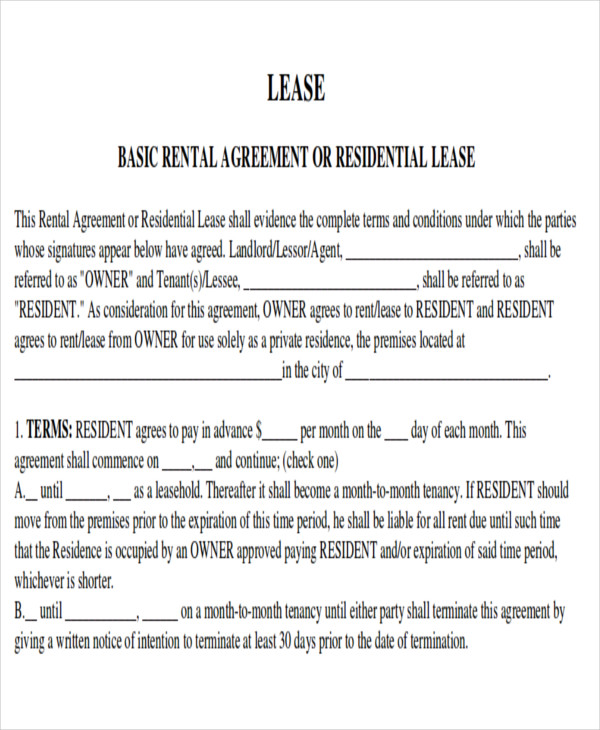 free rental lease agreement sample1