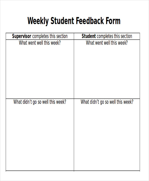 weekly student feedback form in word1