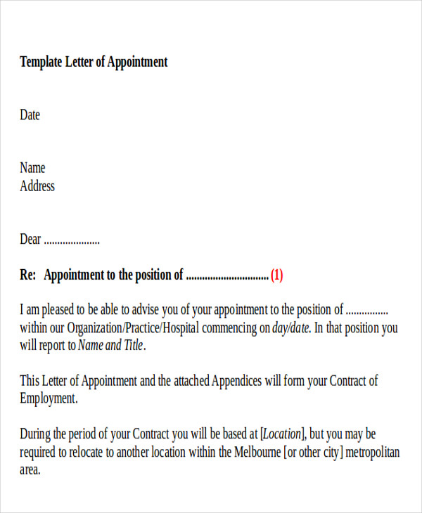 FREE 7 Sample Business Appointment Letter Templates In PDF MS Word