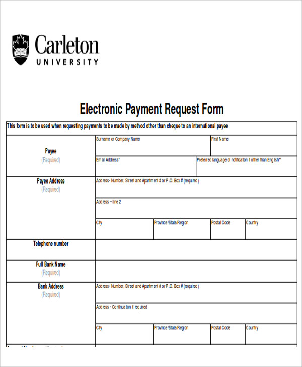 FREE 12  Sample Payment Request Forms in MS Word PDF