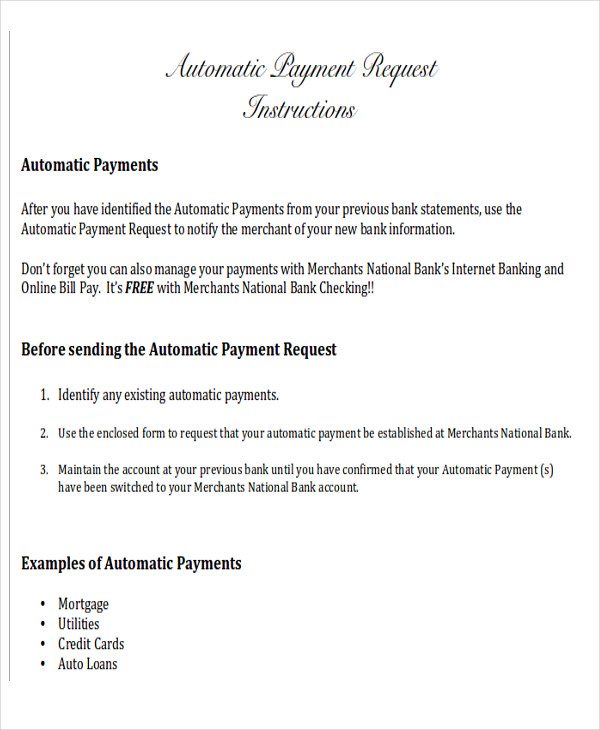 Payment Request Letter Template