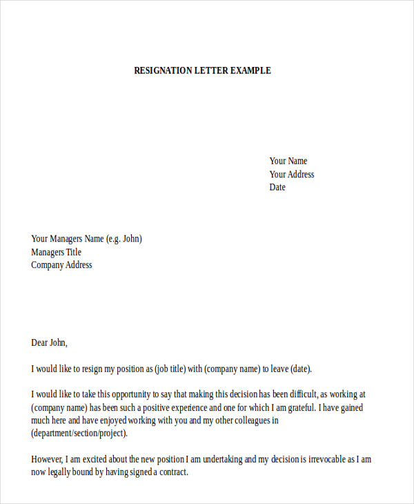 employment pdf uk contract Resignation PDF Letter  7 Examples  Employment in  Sample