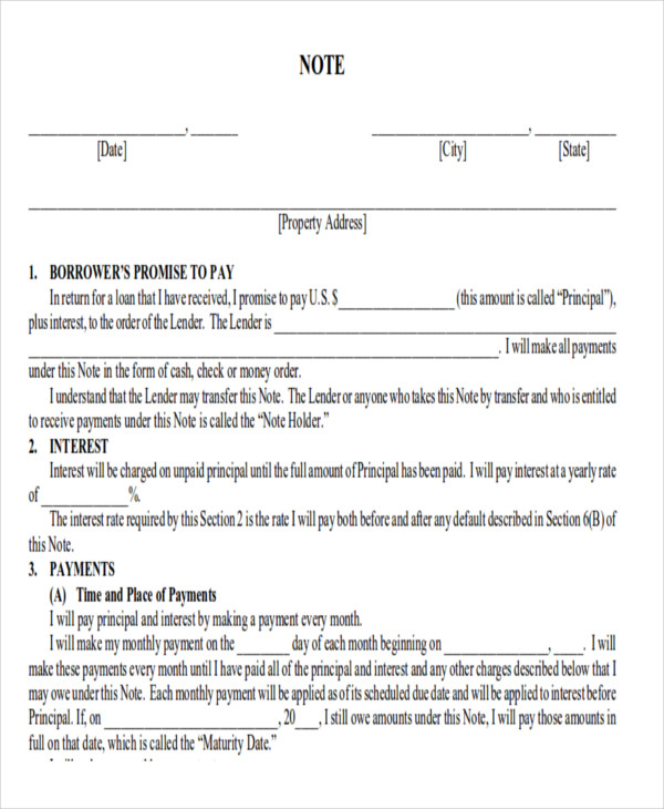 Mortgage Note Template Mortgage Note Template