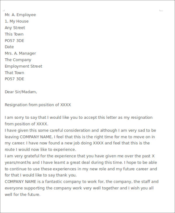 Free 6 Resignation Letter With Regret Samples And Templates In Pdf Ms Word 