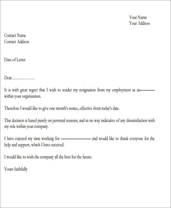 FREE 6+ Resignation Letter with Regret Samples and Templates in PDF ...