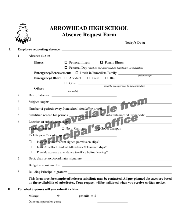 teacher absence request form