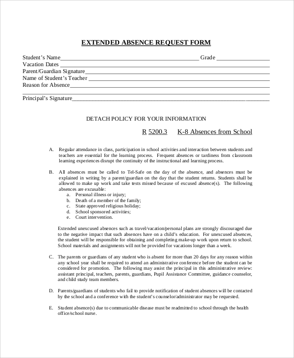 extended absence request form