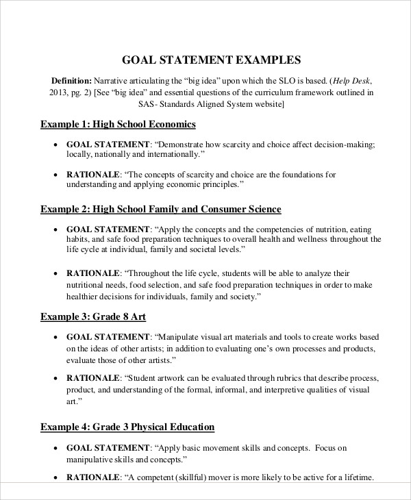 examples of educational goal statement