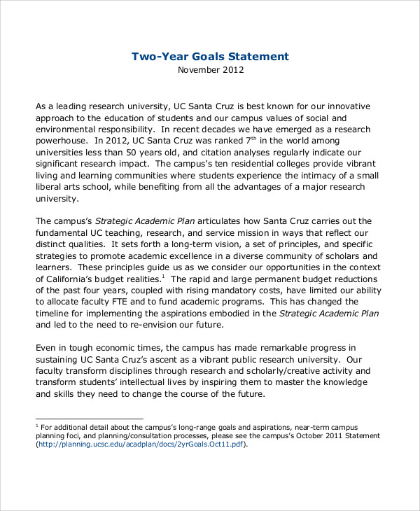 FREE 9 Sample Goal Statement Templates In MS Word PDF