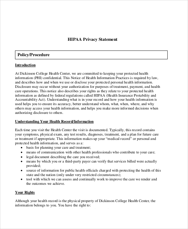 FREE 9  Sample Privacy Statement Templates in MS Word PDF