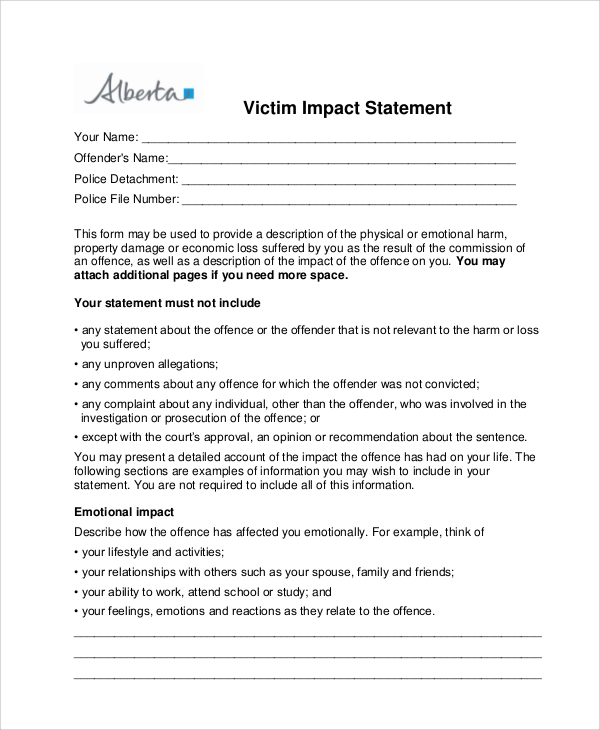 victim impact statement free