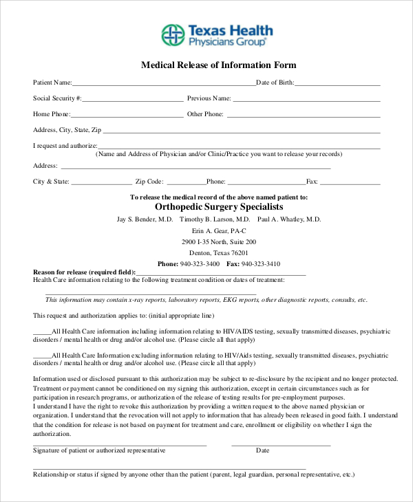 medical release of information form1