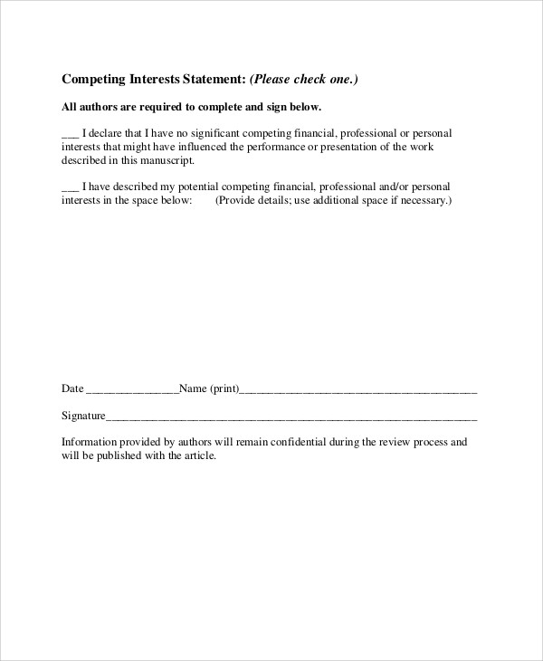 Free 9 Sample Statement Of Interest In Pdf 