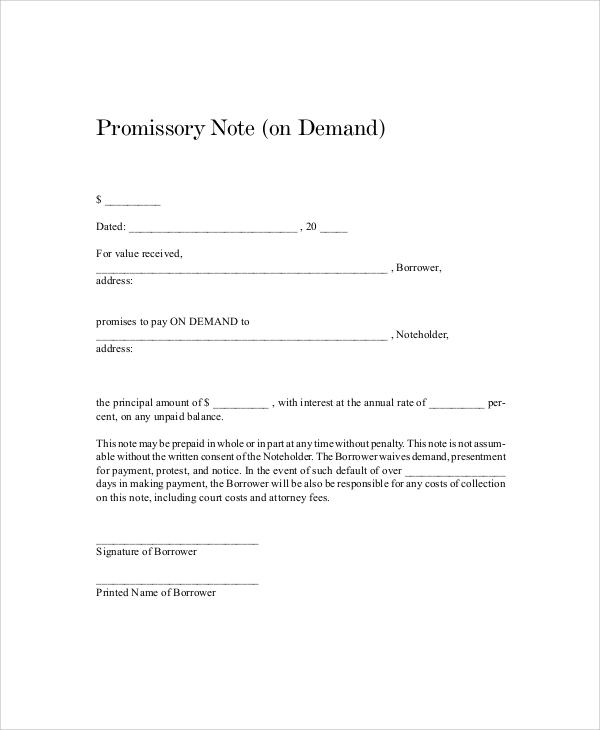 demand promissory note