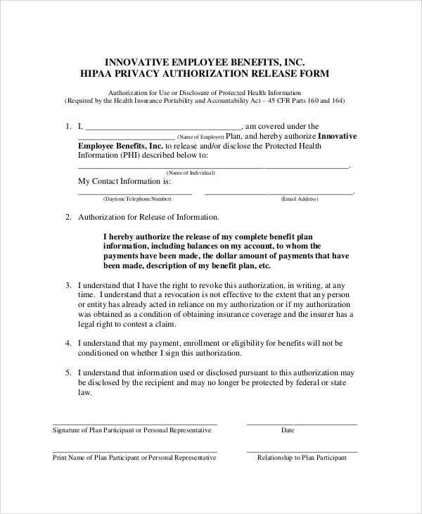 hipaa privacy release form1