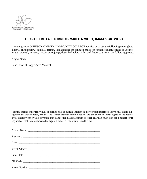 copyright release form for images