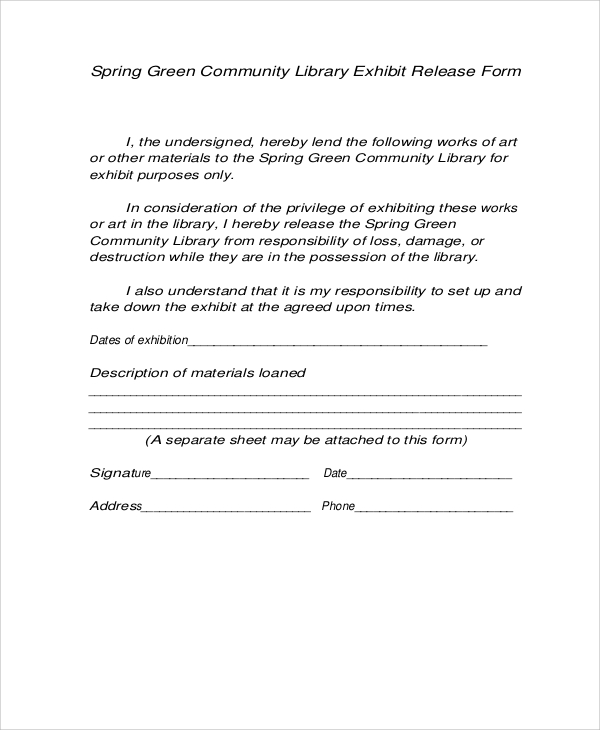 library exhibit release form