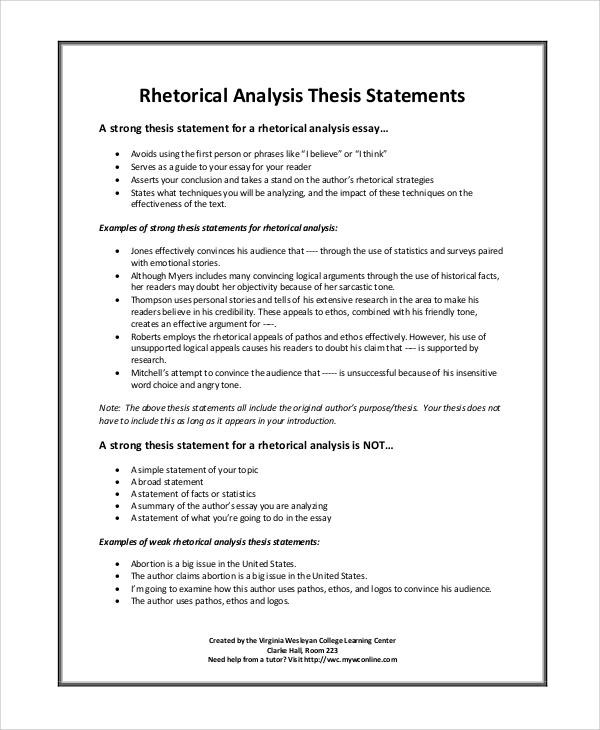 rhetorical analysis thesis statement