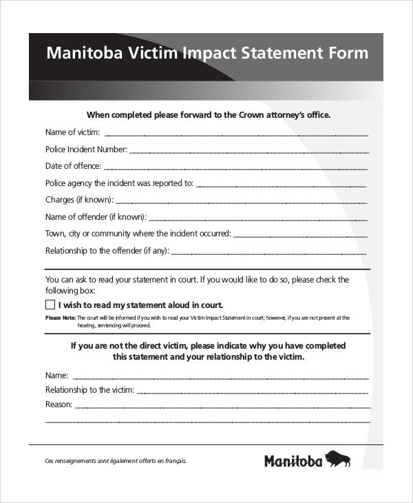victim impact statement form