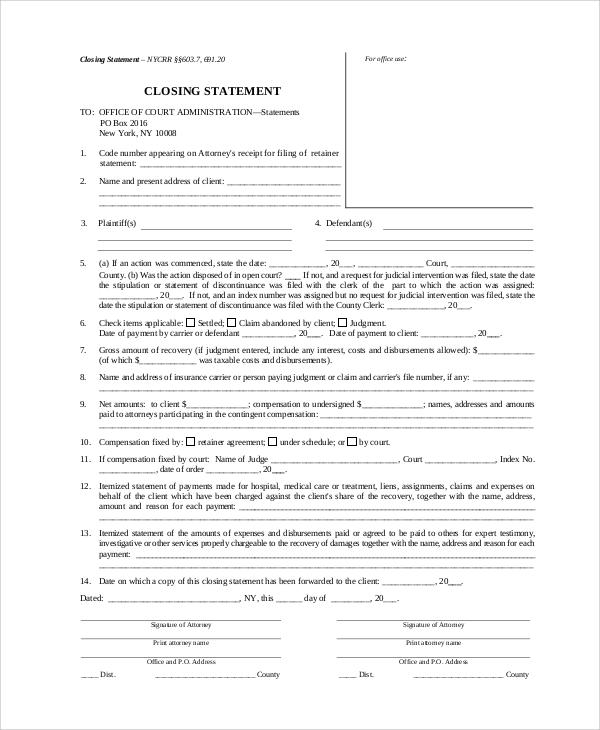 FREE 38  Samples of Statement Templates in PDF MS Word