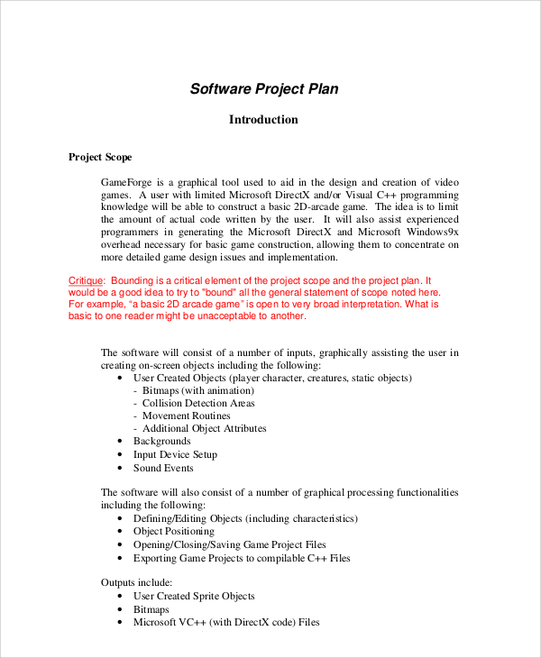 software project plan sample pdf