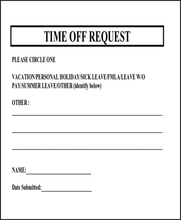 Sample Time Off Request Form The Document Template