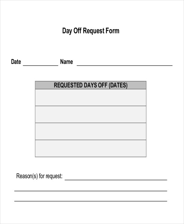 FREE 7 Sample Day Off Request Forms In MS Word PDF