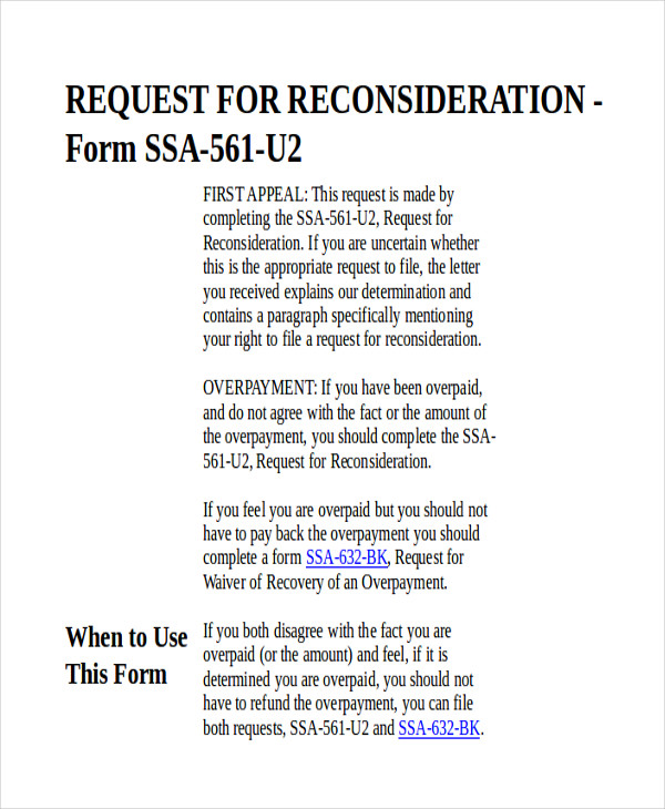 social security request for reconsideration form