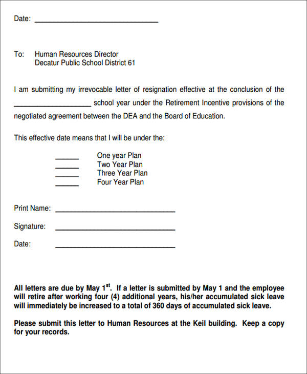 FREE 6+ Retirement Resignation Letter Samples and Templates in PDF MS