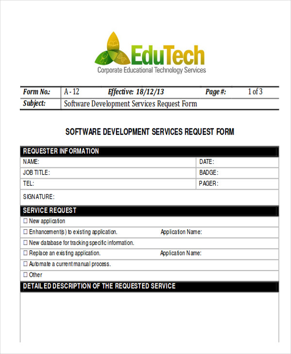 FREE 10 Sample Software Request Forms In MS Word PDF