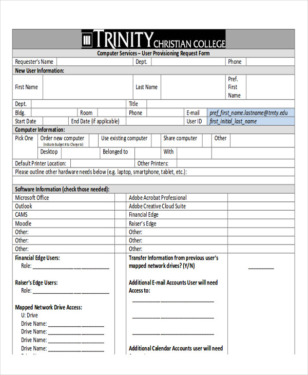 new user software request form