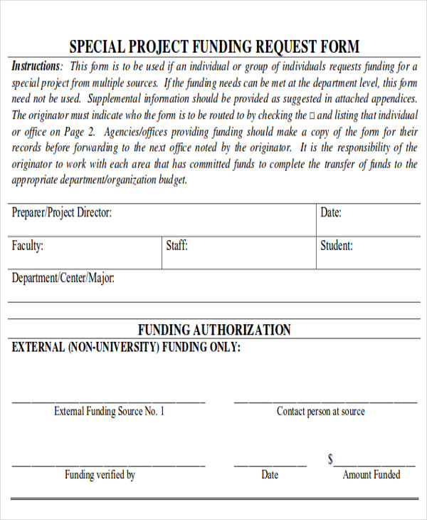 FREE 10+ Sample Funding Request Forms in MS Word PDF