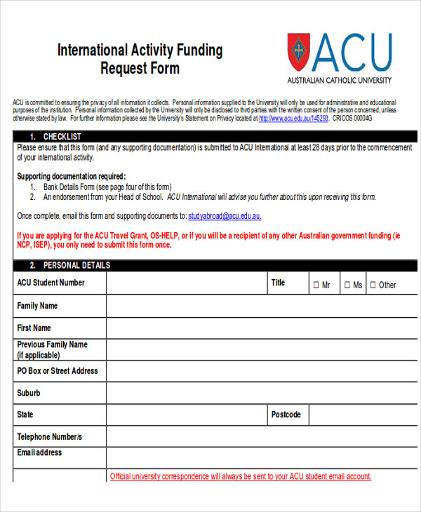Funding Request Template