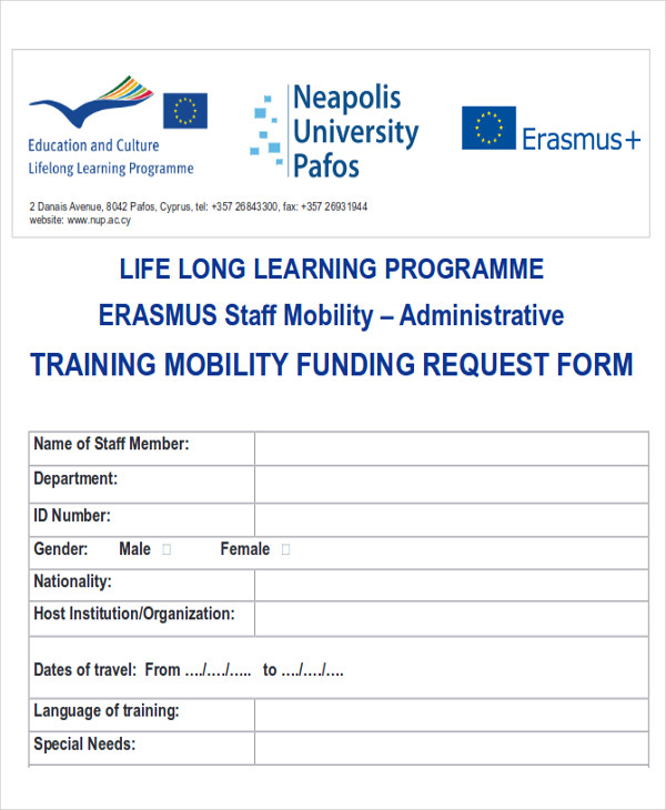 training mobility funding request form