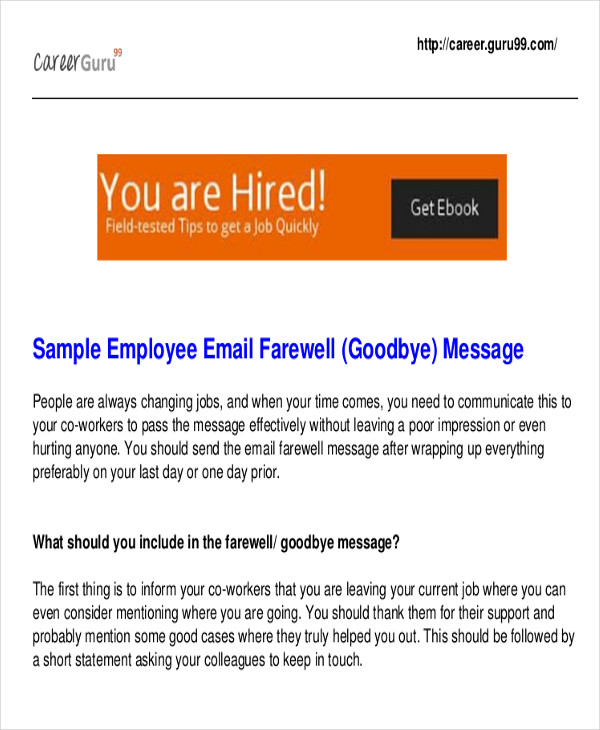 sample farewell thank you note to employee
