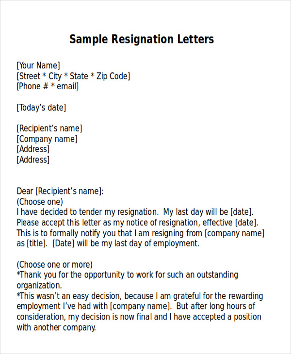 resignation letter new job in doc