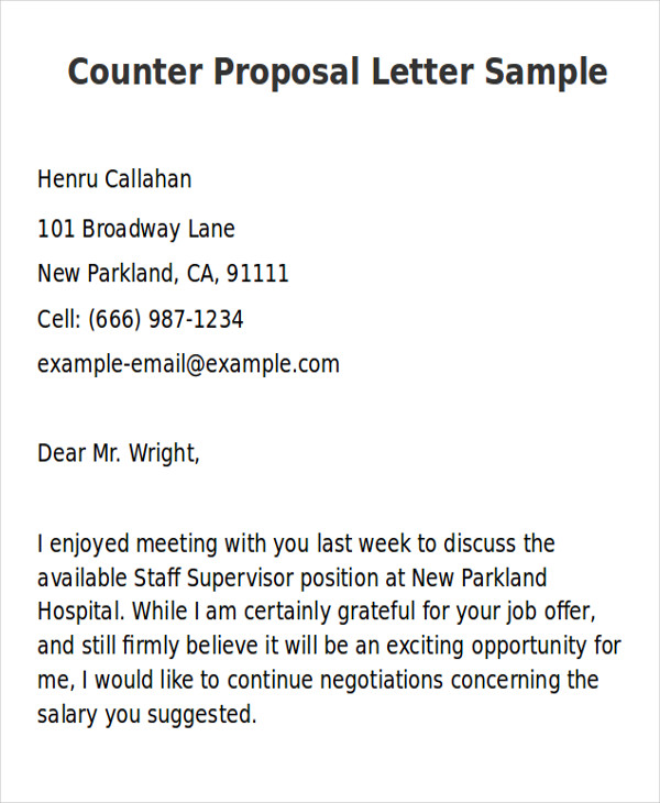 FREE 5 Sample Counter Proposal Letter Templates In PDF MS Word