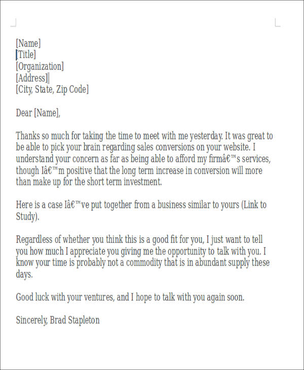 sample thank you note to boss for meeting