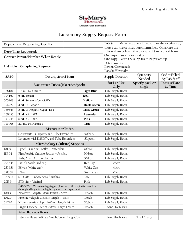 FREE 10 Sample Supply Request Forms In MS Word PDF