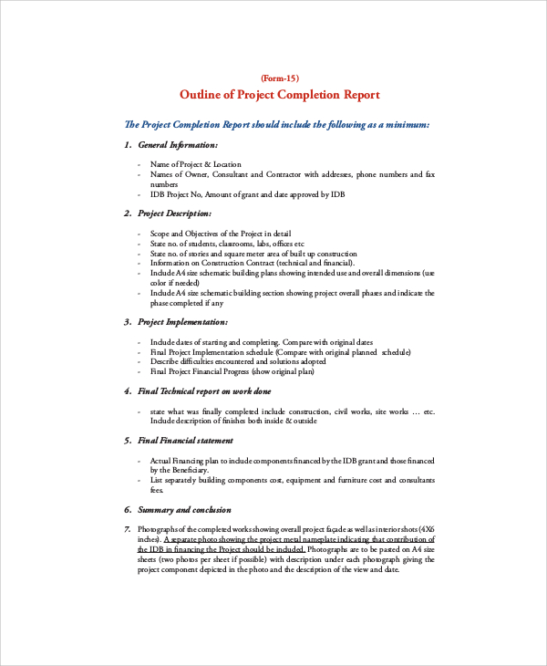 project report outline