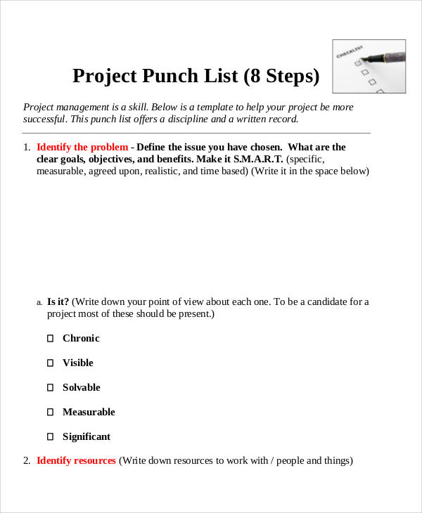 project punch list pdf